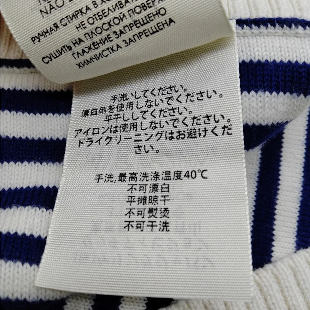 Gucci White and Blue Striped Knit Small Lap Blanket 31.5”x31.5”